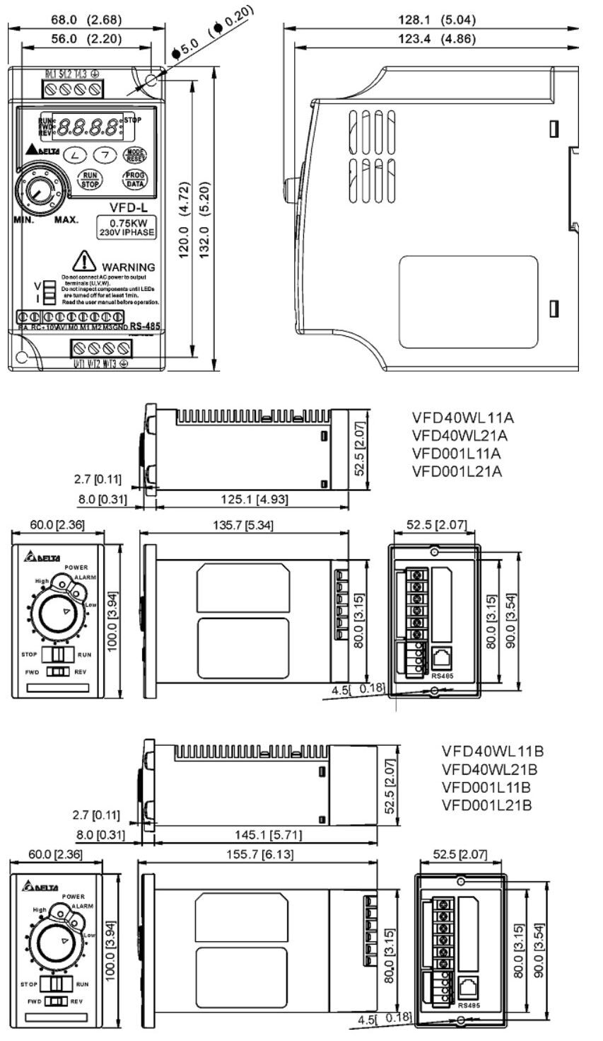 VFD-L Габариты